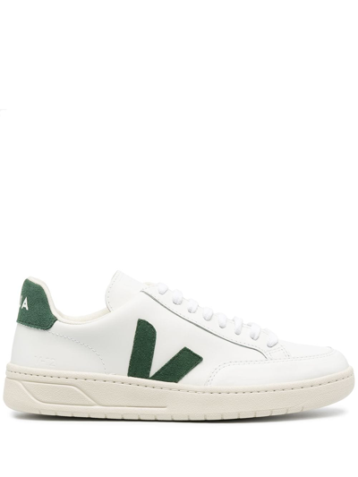 Veja V-12 Logo Patch Leather Low-top Sneakers In White | ModeSens