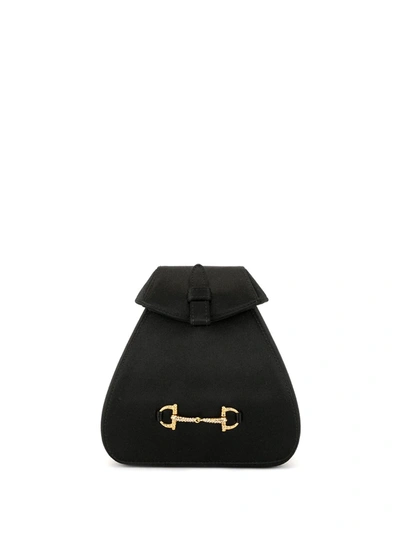 Pre-owned Gucci 1990s Mini Rhinestone Horsebit Backpack In Black