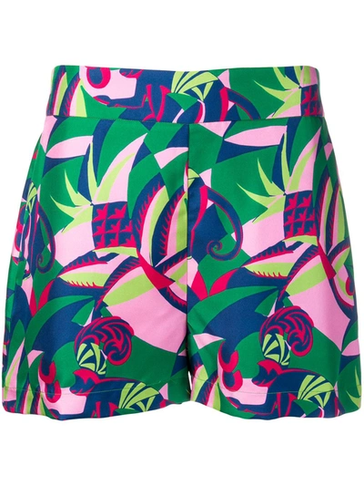 Shop La Doublej Colour-block Fitted Shorts In Green