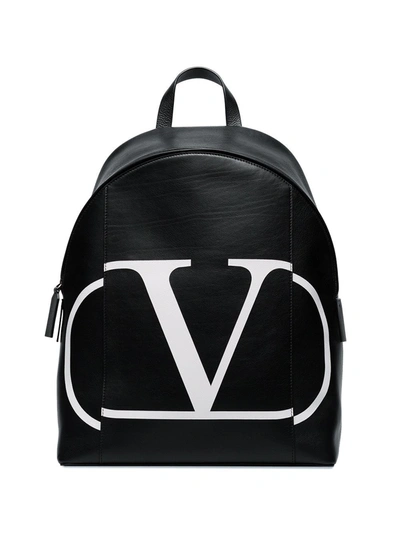 Shop Valentino Vlogo Print Backpack In Black