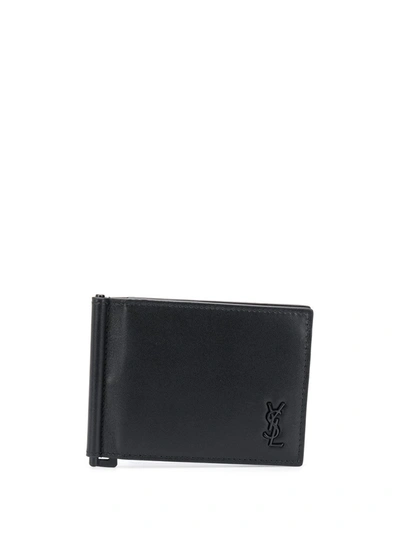 Shop Saint Laurent Money Clip Bi-fold Cardholder In Black