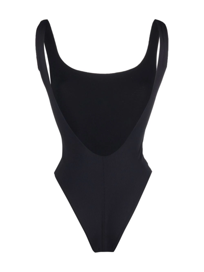 Shop Manokhi Ribbed Scoop-neck Swimsuit In Schwarz