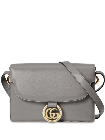 Shop Gucci Double G Pendant Shoulder Bag In Grey