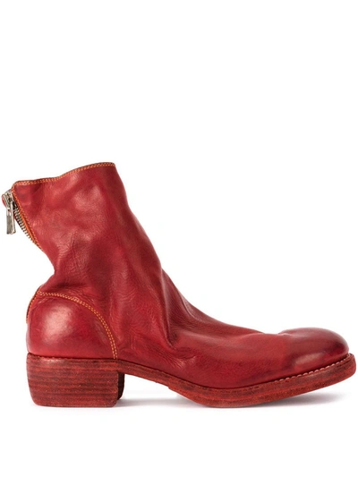 Shop Guidi Rear Zipped Boots In Red