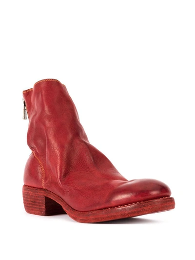 Shop Guidi Rear Zipped Boots In Red