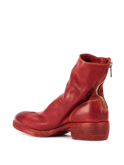 Shop Guidi Rear Zipped Boots In Red