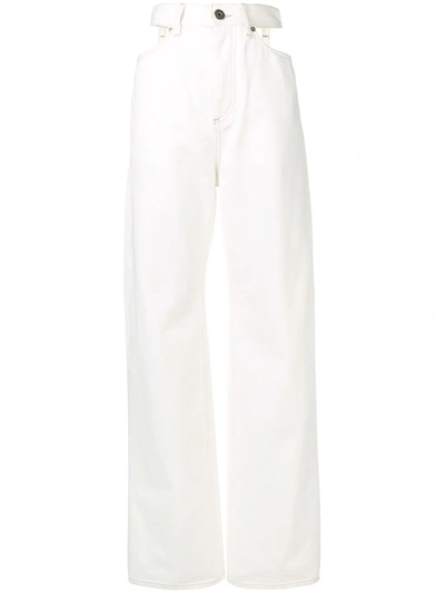 Shop Maison Margiela Wide Leg Cut-out Jeans In White