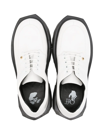 Off-white 40mm Brushed Leather Lace-up Shoes In Weiss