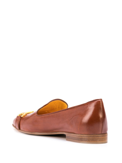 Shop Madison.maison Square-toe Horsebit Loafers In Braun