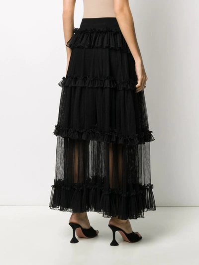 Shop Alexander Mcqueen Sheer Panel Tiered Skirt In Black