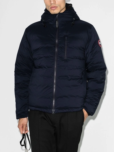 Shop Canada Goose Lodge Hooded Padded Jacket In Blue