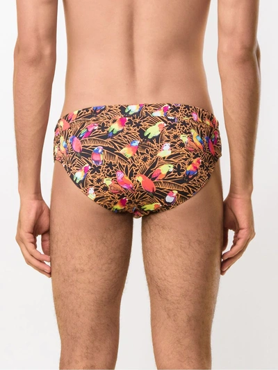 Shop Amir Slama Printed Swim Trunks In Black