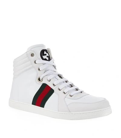 rekenkundig ruilen Skalk Gucci White High Top Hammered Leather Sneaker | ModeSens