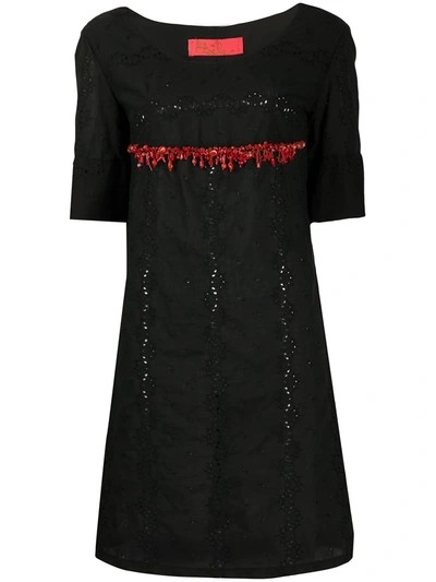Pre-owned A.n.g.e.l.o. Vintage Cult 1990s Beaded Detail Embroidered Dress In Black