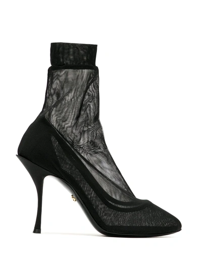 Shop Dolce & Gabbana Sock-style Mesh Pumps In Black