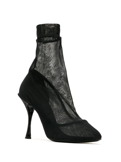 Shop Dolce & Gabbana Sock-style Mesh Pumps In Black