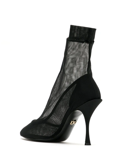 Shop Dolce & Gabbana Sock-style Mesh Pumps In Black