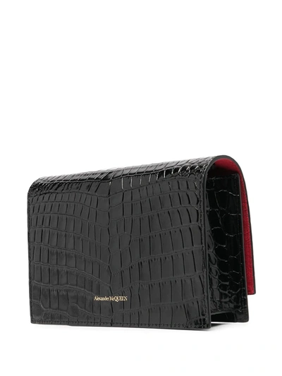 Alexander Mcqueen Mini Mock-croc Crossbody Bag With Small Skull In Black