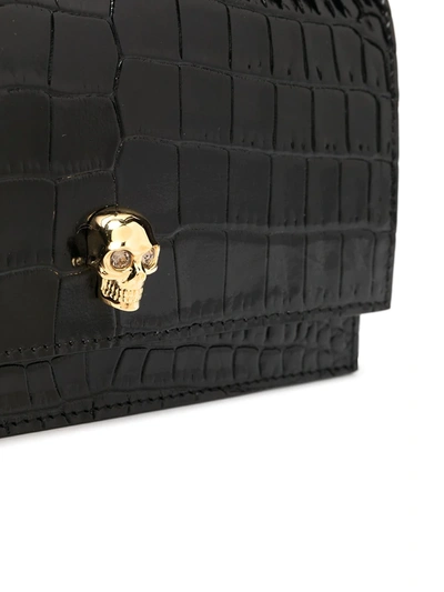 Alexander Mcqueen Mini Mock-croc Crossbody Bag With Small Skull In Black