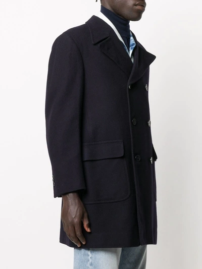 Pre-owned A.n.g.e.l.o. Vintage Cult 2000s Double-breasted Thigh-length Coat In Blue