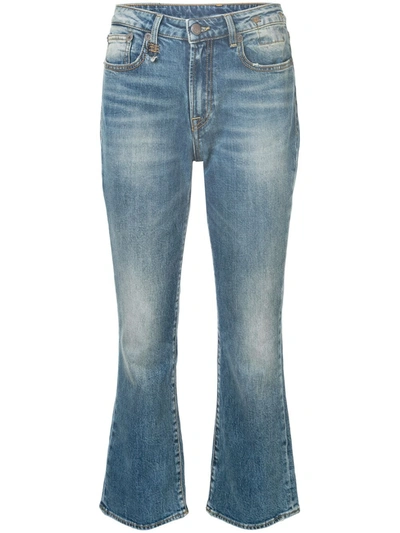 Shop R13 Flared Cropped Jeans In Blue