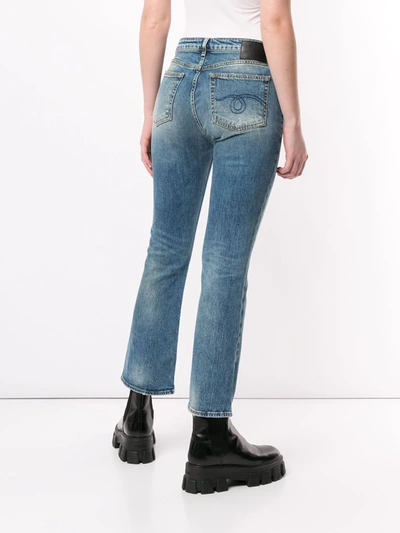 Shop R13 Flared Cropped Jeans In Blue