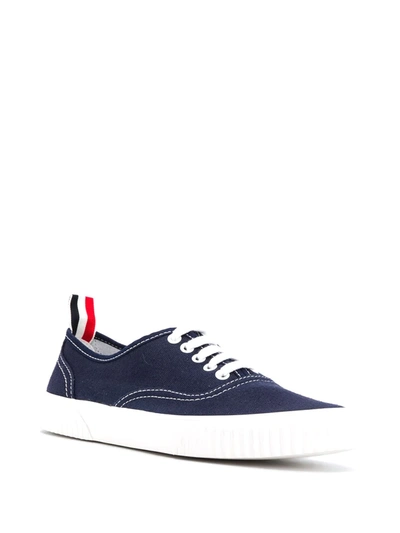 Shop Thom Browne Heritage Cotton Canvas Sneakers In Blue