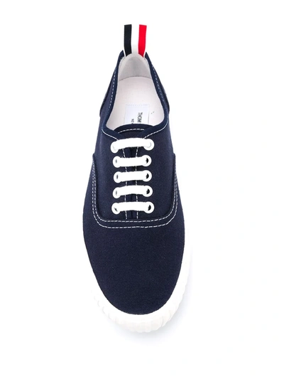 Shop Thom Browne Heritage Cotton Canvas Sneakers In Blue