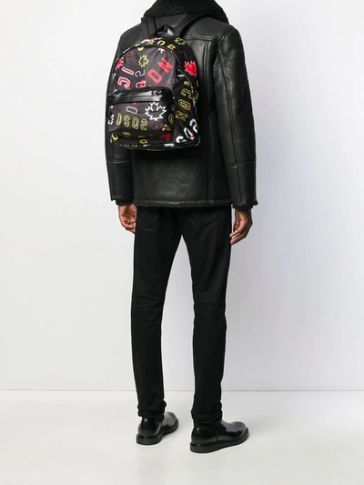 Dsquared2 Icon Print Backpack In Black