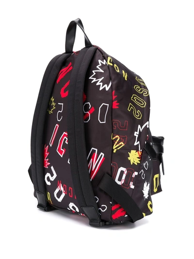 Dsquared2 Icon Print Backpack In Black