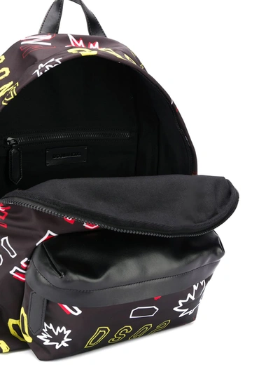 Dsquared2 Icon Print Backpack In Black