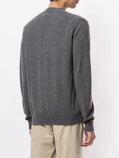Comme Des Garçons Play Embroidered Logo Cardigan In Grey