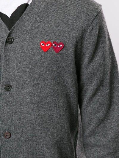 Comme Des Garçons Play Embroidered Logo Cardigan In Grey