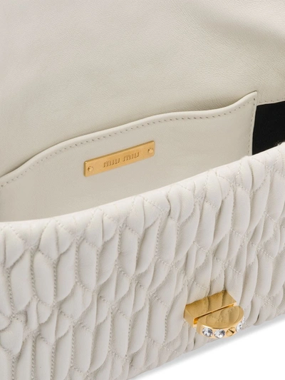 Miu Miu Miu Crystal Matelassé Shoulder Bag In White