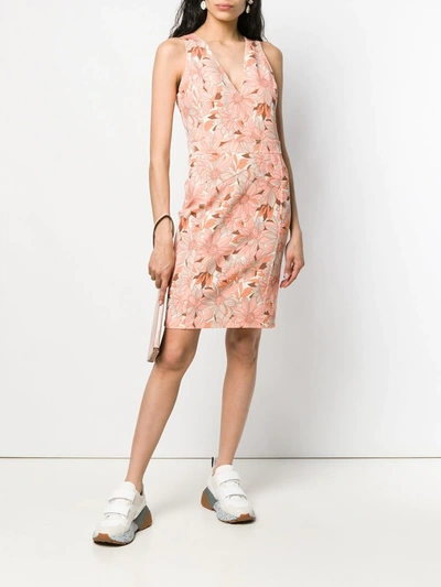 Shop Stella Mccartney Floral Mini Dress In Orange