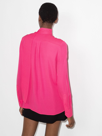 Shop Valentino Pussy-bow Collar Silk Shirt In Rosa