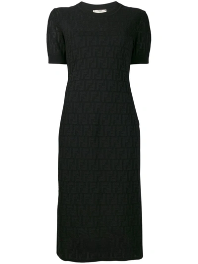 FENDI LOUNGETTE LOGO PATTERN DRESS - 黑色