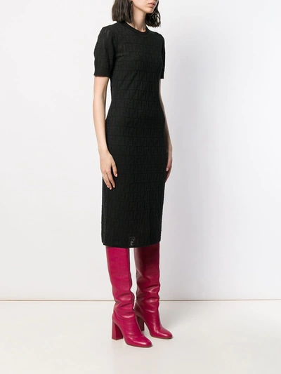 Shop Fendi Ff Motif Longette Dress In Black