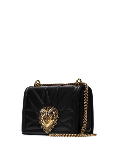 Shop Dolce & Gabbana Medium Devotion Quilted Crossbody Bag In Black