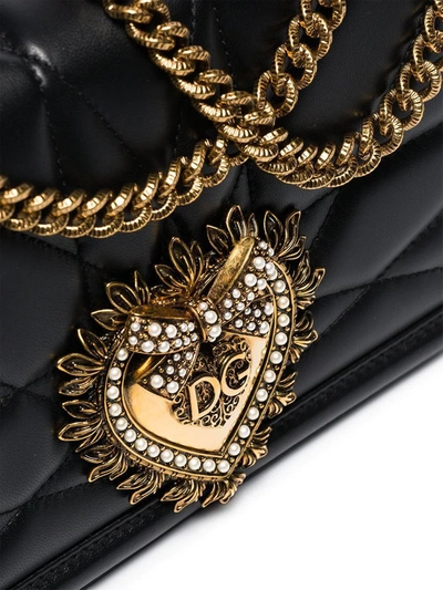 Shop Dolce & Gabbana Medium Devotion Quilted Crossbody Bag In Black