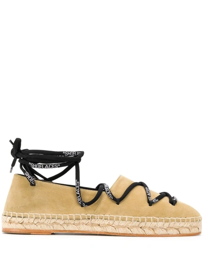 Shop Off-white Lace Up Detail Espadrilles In Neutrals