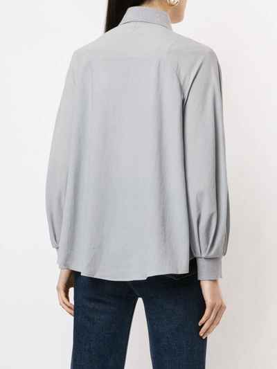 Shop Onefifteen Contrast Knitted Shirt In Blue