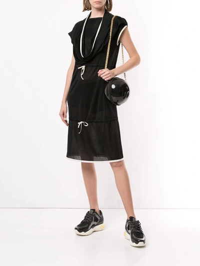 Pre-owned Chanel 2003 Draped Neck Drawstring Dress In Black