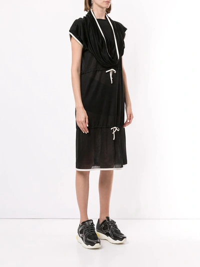 Pre-owned Chanel 2003 Draped Neck Drawstring Dress In Black