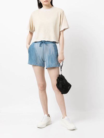 Cotton Citizen Faded Raw-cut Track Shorts In 蓝色
