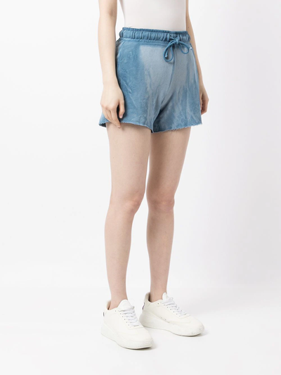 Shop Cotton Citizen Faded Raw-cut Track Shorts In 蓝色