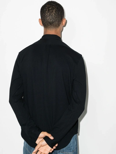 Polo Ralph Lauren Black Shirt With Button-down Collar And Pony Embroidery On The Front In Blue