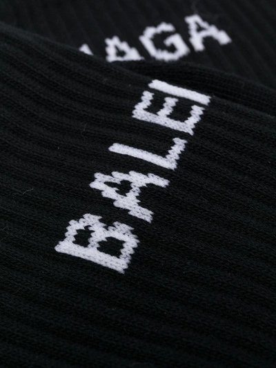 Shop Balenciaga Logo Tennis Socks In Black