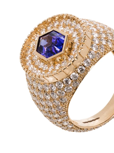 Shop O Thongthai 14kt Yellow Gold Fancy Cut Tanzanite/diamond Ring