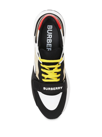 Shop Burberry Panelled Low-top Sneakers In Black